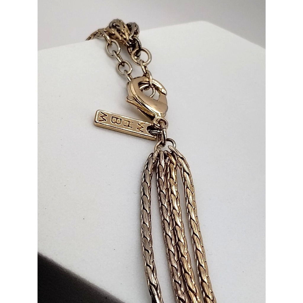White House Black Market Gold Tone Multi Strand Spiga Chain Offset Ball Pendant