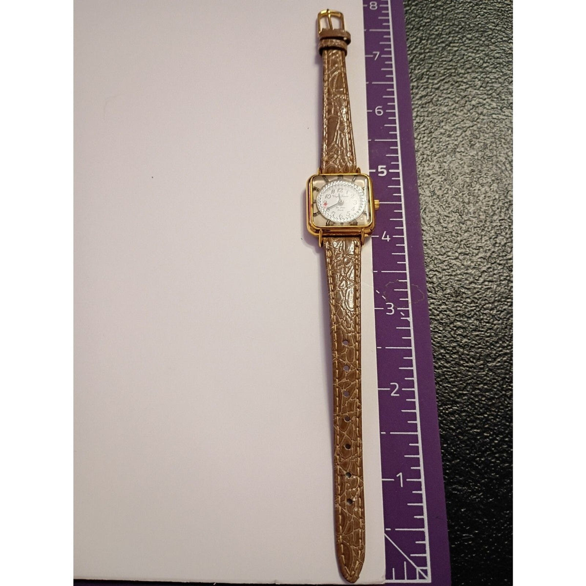 Virgin Islands De Luxe Classic Dial Gold-Tone Square Case Dancing Wristwatch
