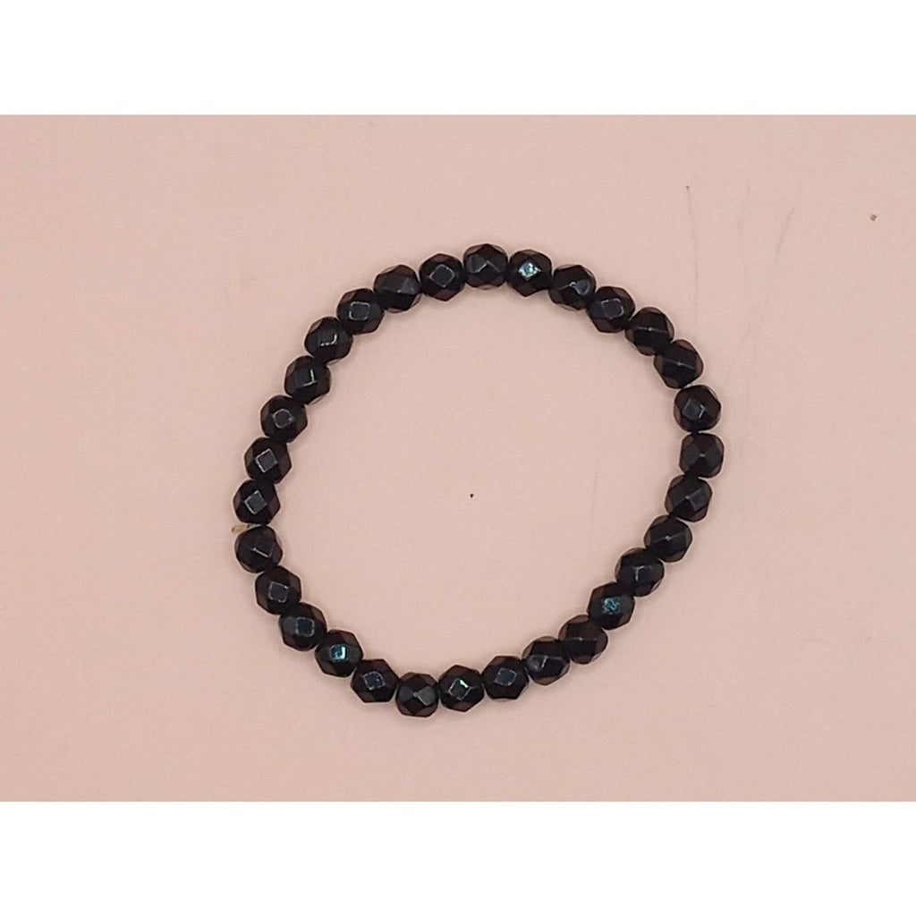 Vintage Black Faceted Crystal Bead Stretch Bracelet