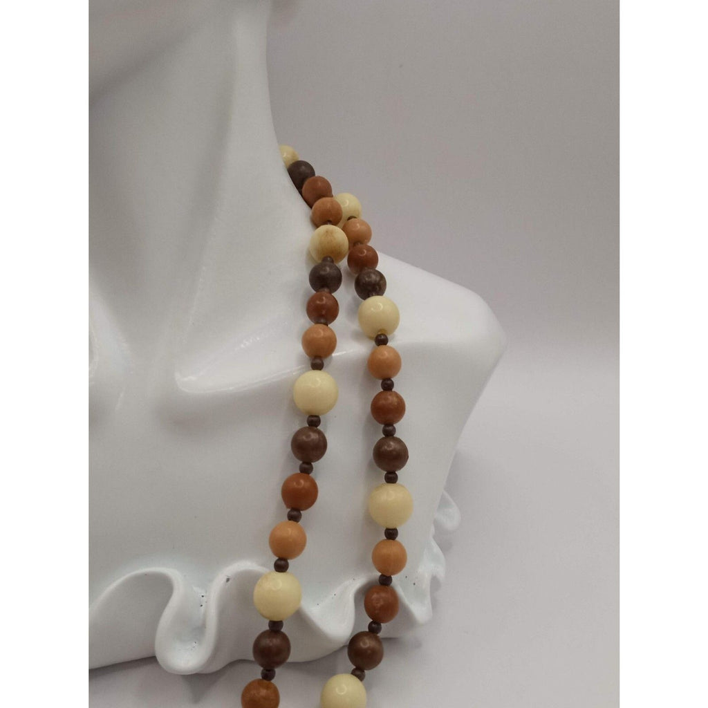 Vintage Beaded CHOCOLATE DIVA Tri Shade Strand Long 48" Necklace