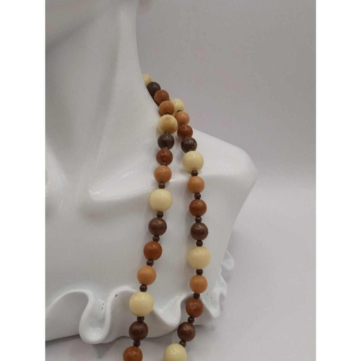 Vintage Beaded CHOCOLATE DIVA Tri Shade Strand Long 48" Necklace