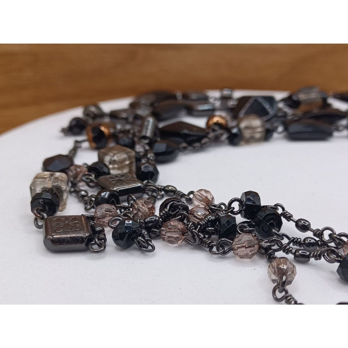 Vintage Cookie Lee Double Strand Mixed Beaded 26" Necklace