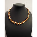 Handcrafted Beaded Collar Necklace Cream and Brown Beads