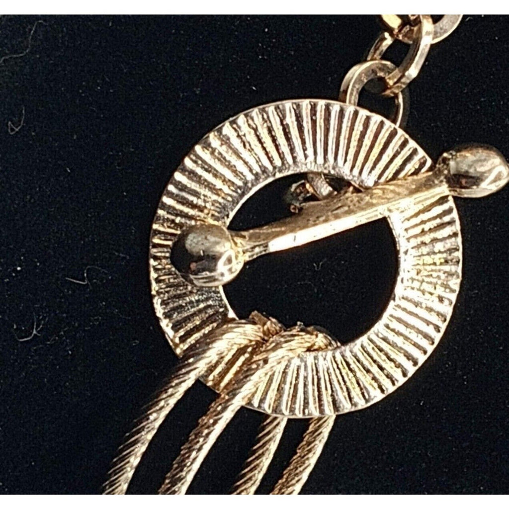 Vintage Peach & Gold-Tone Large Link Beaded Statement Necklace