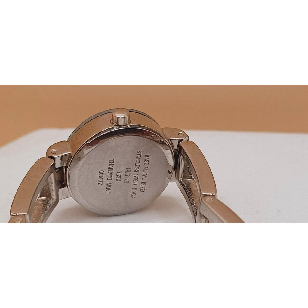 Anne Klein Diamond Black Dial Round Case Wristwatch
