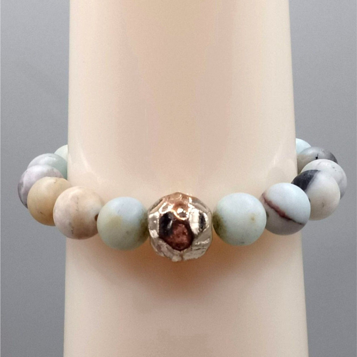 Mixed Amazonite & Jasper Matte Finish Aromatherapy Bracelet