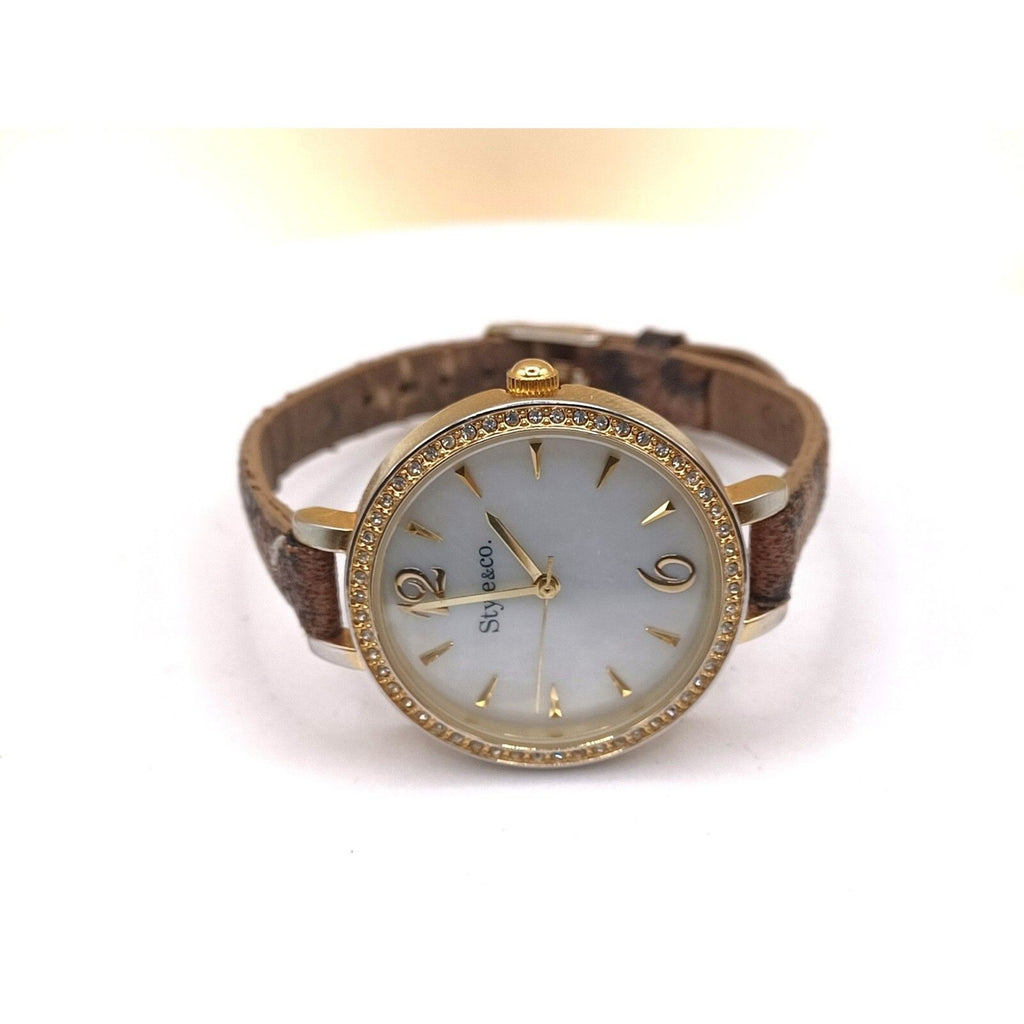 Women's Style & Co. Designer Fashion Rhinestone Bezel 35mm Watch NEW BATTERY