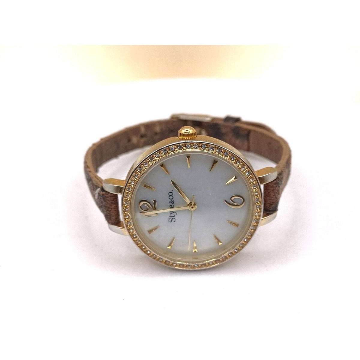 Women's Style & Co. Designer Fashion Rhinestone Bezel 35mm Watch NEW BATTERY