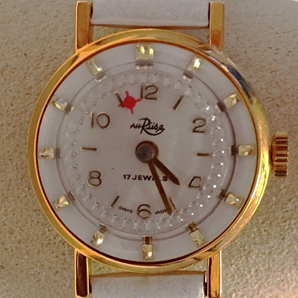 Vintage RIISE Rotating Border Second Hand 17 Jewel Swiss Movement Cocktail Watch