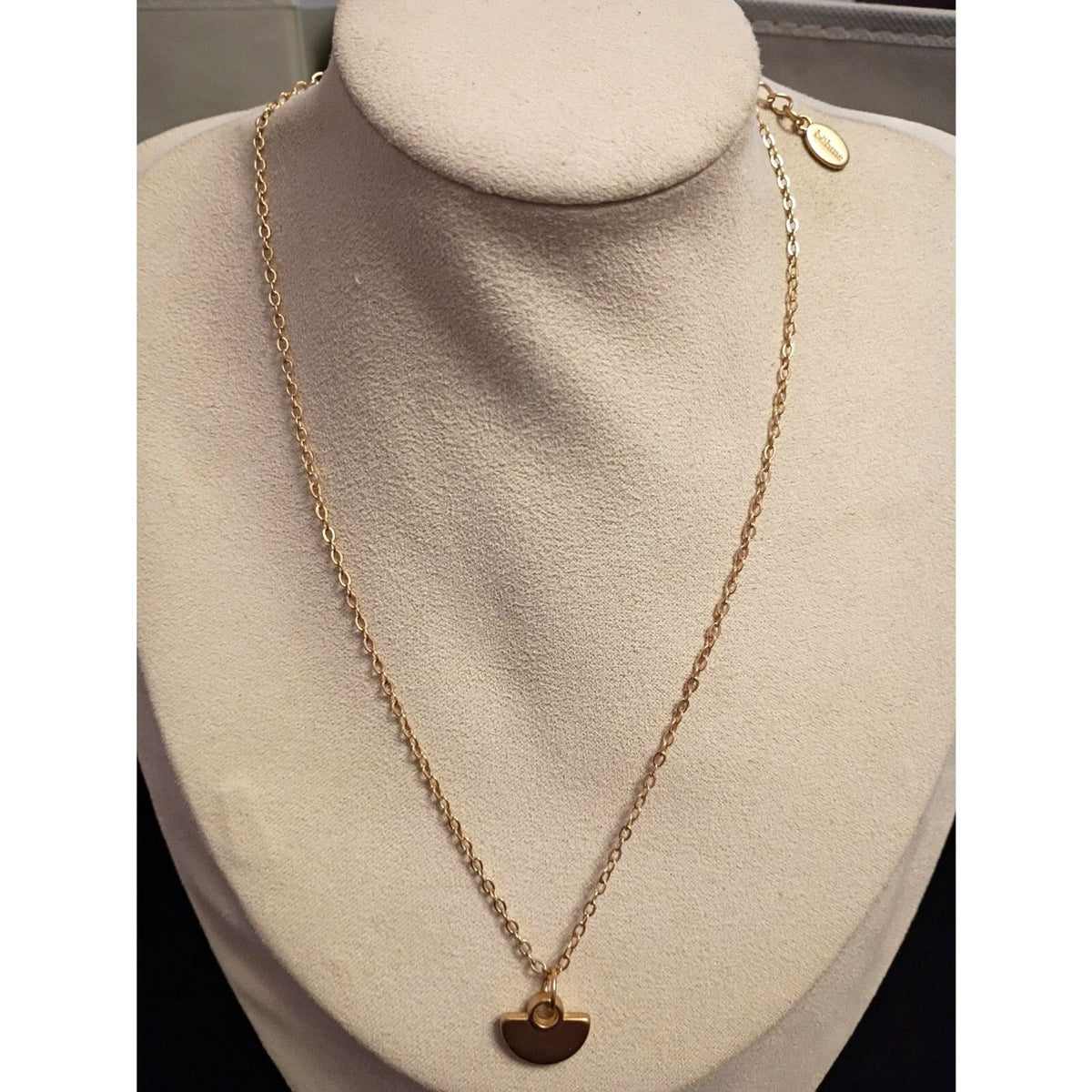 Vintage Designer Signed Bohme Choker Chain with Semi-Circle Gold Pendant