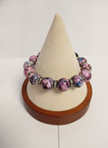 Vintage Beauty Pink, Black and Blue Swirled Beaded Stretch Bracelet