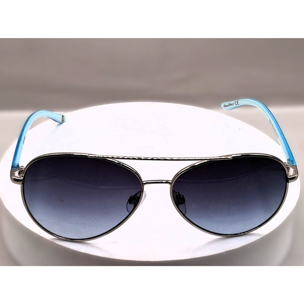 Nine West EW0914 59-14-130 Aqua Blue and Silver Aviator Frame Sunglasses