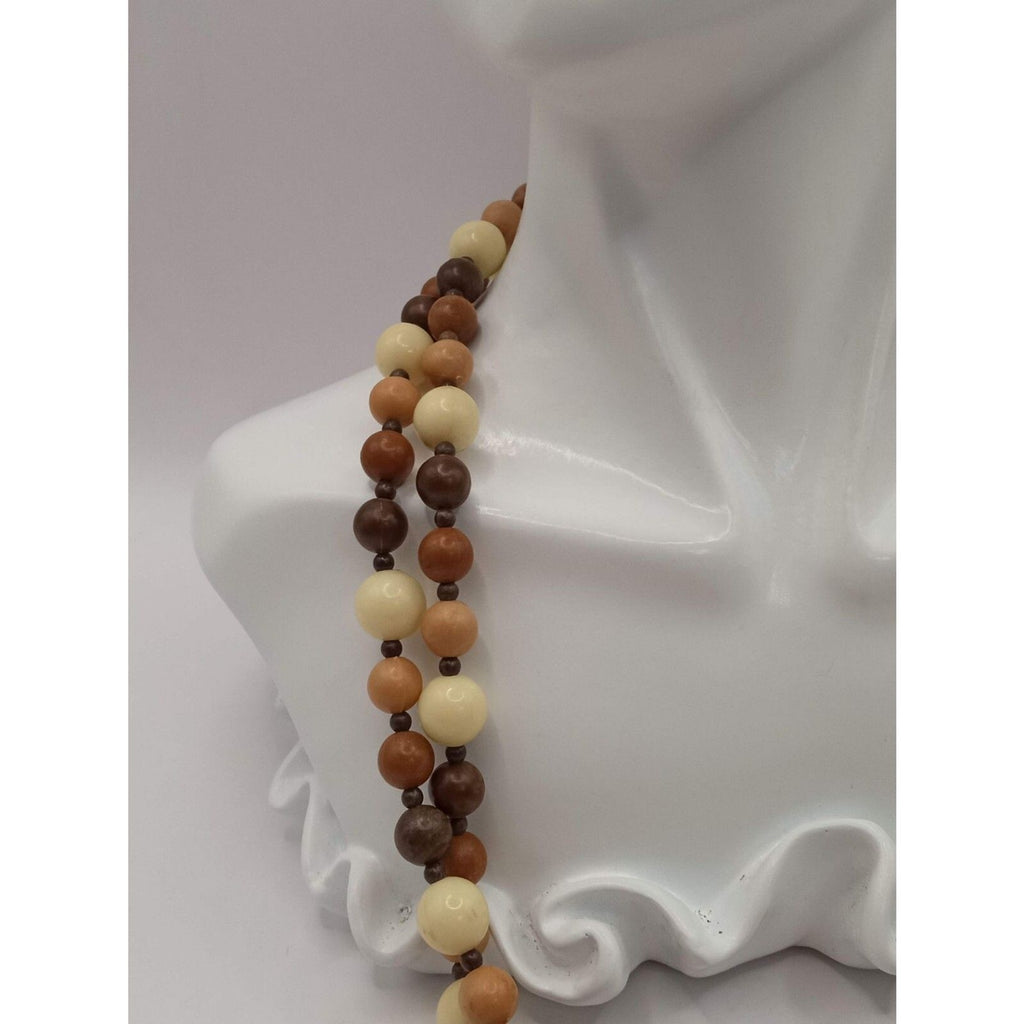 Vintage Beaded CHOCOLATE DIVA Tri Shade Strand Long 48" Necklace