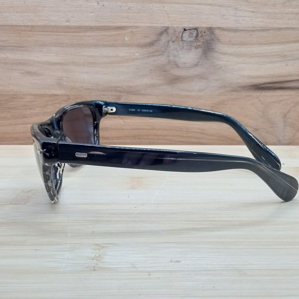 Cole Haan Black and Clear Swirl Rectangular 53-18-135 Sunglasses C1904