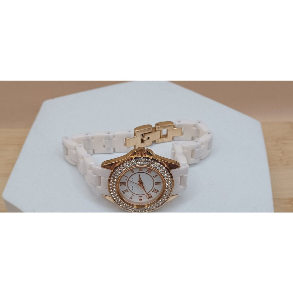 Anne Klein Premium Crystal Accented Ceramic Bracelet Watch