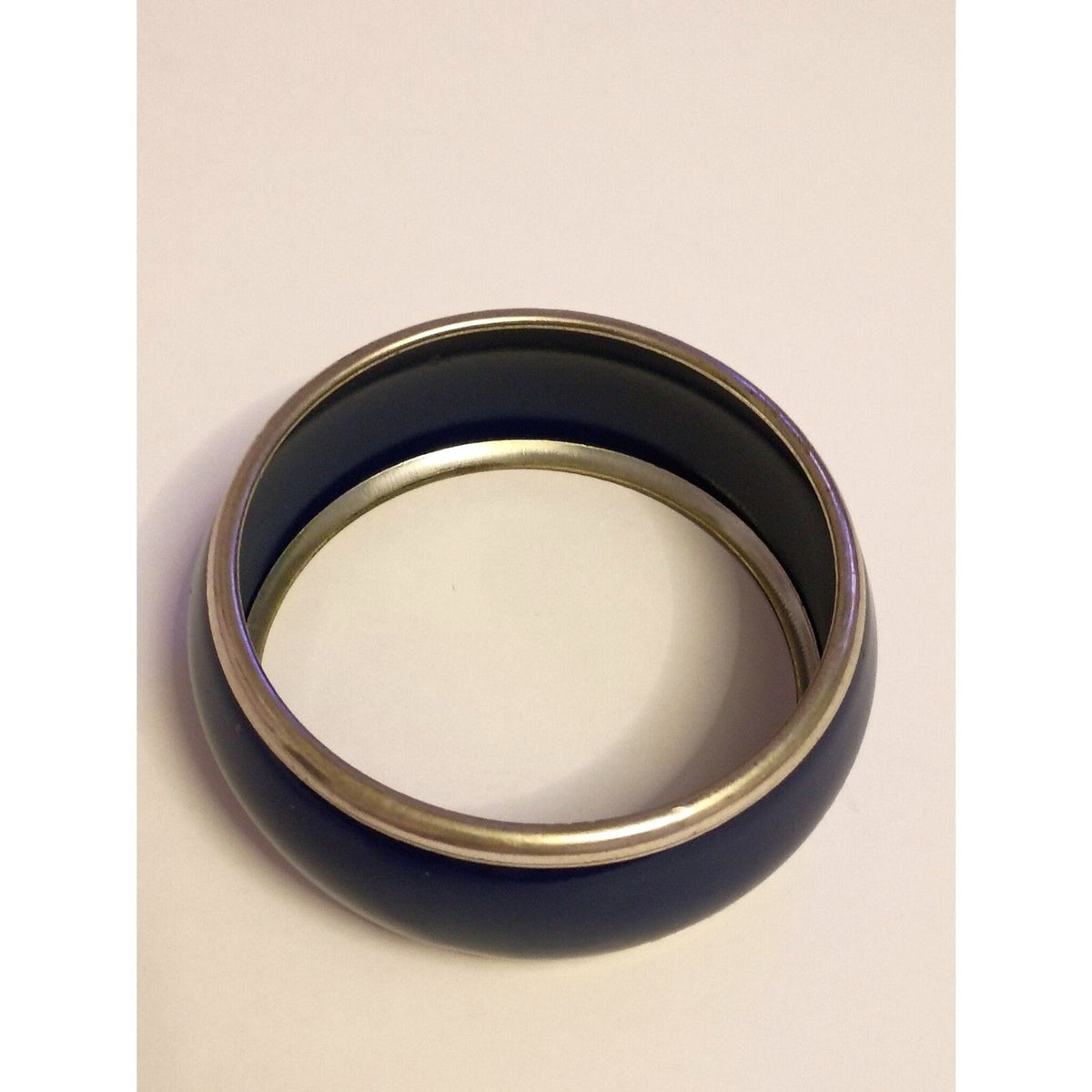 Vintage Navy Blue Enamel and Metal Bangle Bracelet