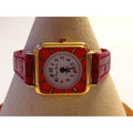 Virgin Islands De Luxe Bold Red Dial Gold-Tone Square Case Dancing Wristwatch