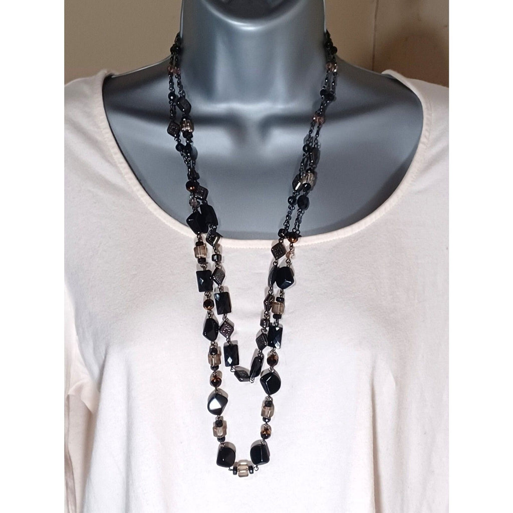 Vintage Cookie Lee Double Strand Mixed Beaded 26" Necklace