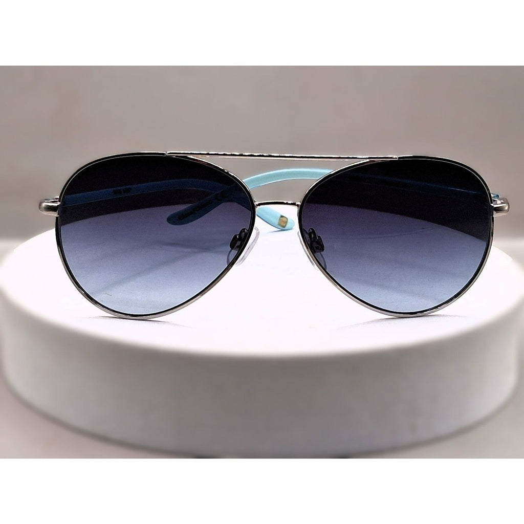 Nine West EW0914 59-14-130 Aqua Blue and Silver Aviator Frame Sunglasses