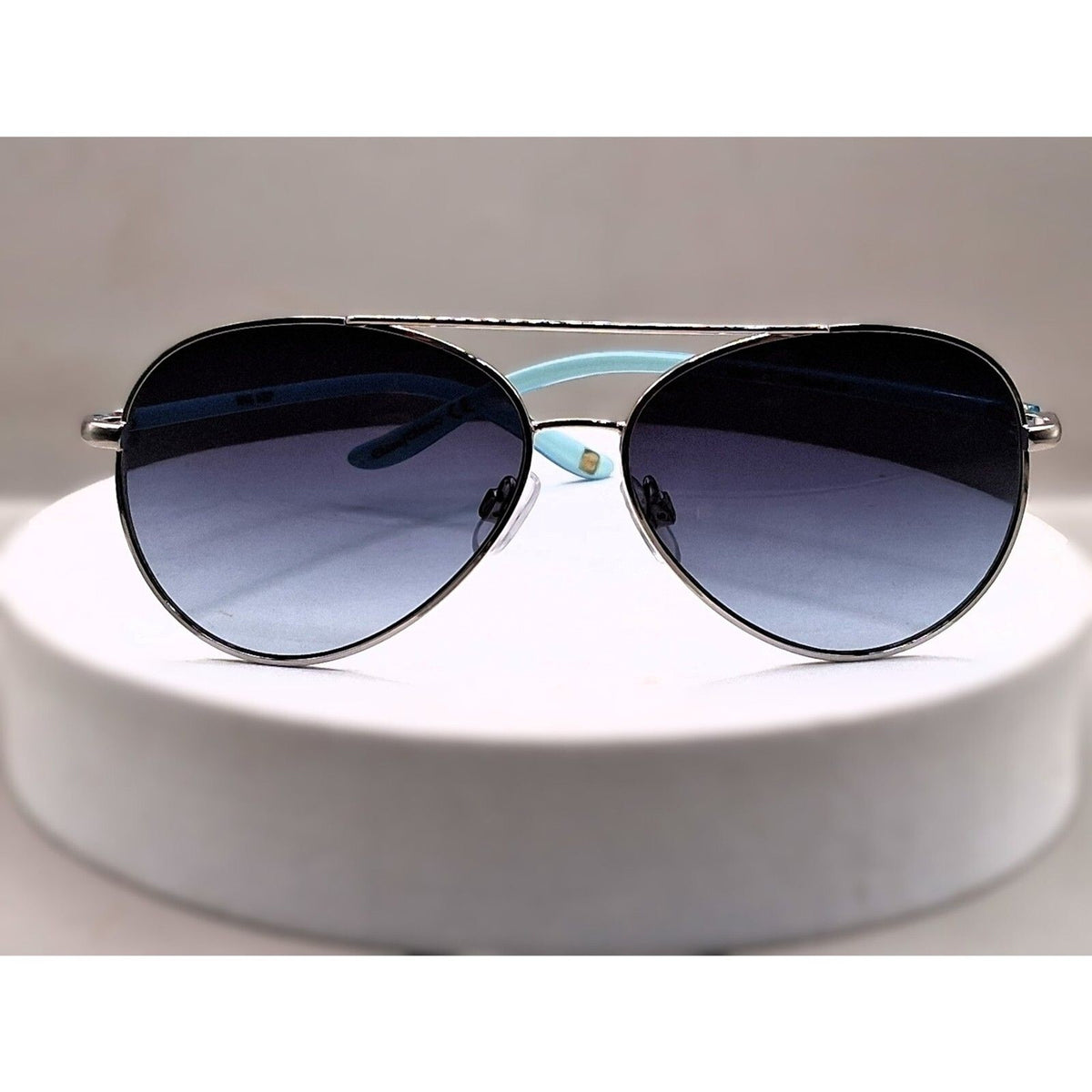 Nine West EW0914 59-14-130 Aqua Blue and Silver Aviator Frame Sunglasses