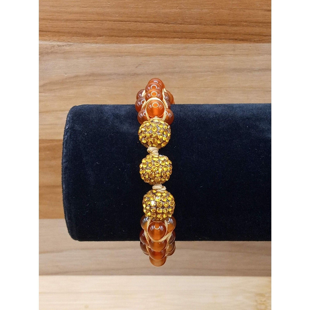 Handmade Shambhala Natural Stone Beads Shades of Ginger to Clay Orange Bracelet