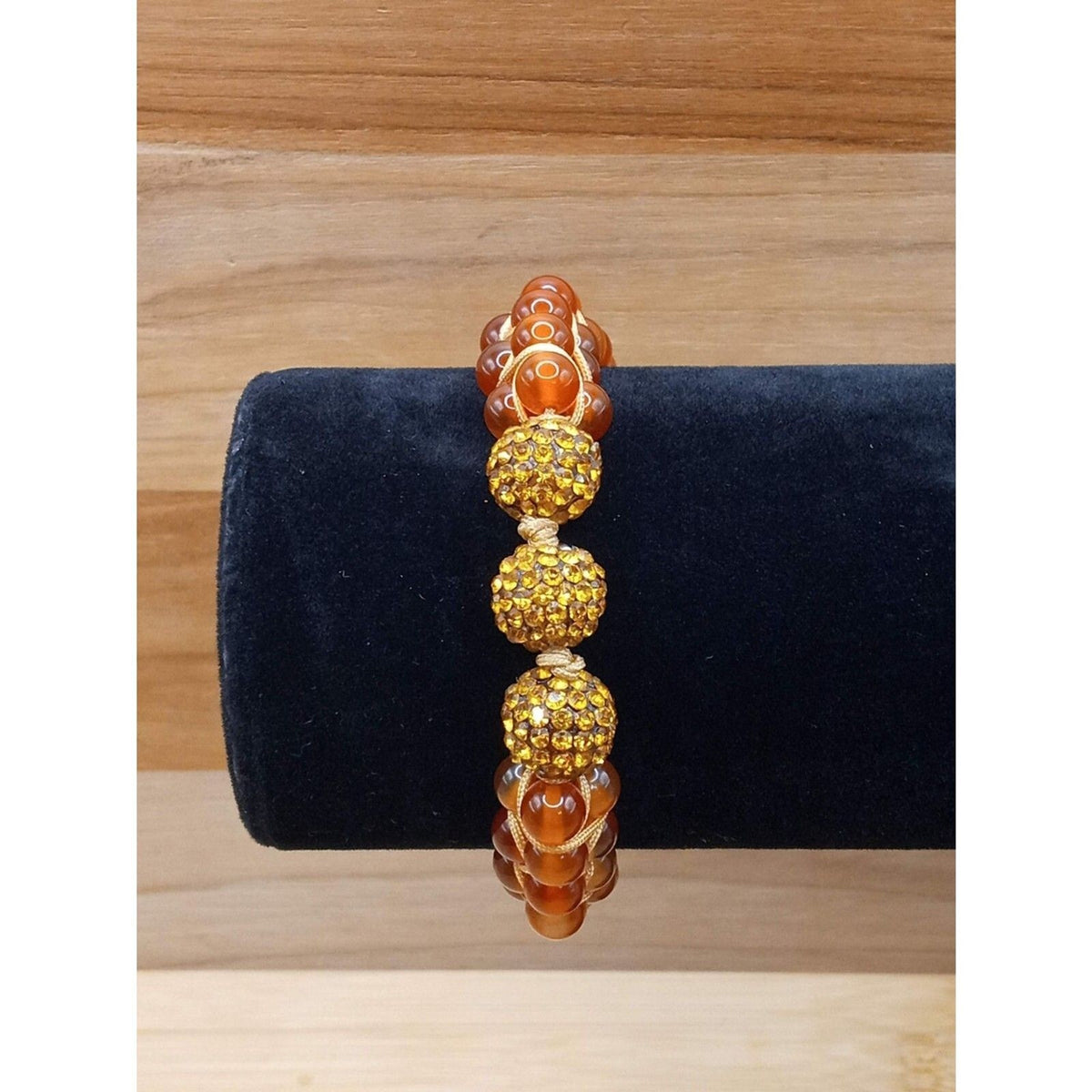Handmade Shambhala Natural Stone Beads Shades of Ginger to Clay Orange Bracelet