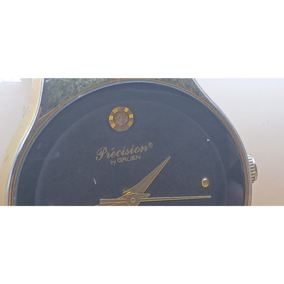 Vintage Precision by Gruen Diamond Quartz Gold-Tone Genuine Diamond Watch