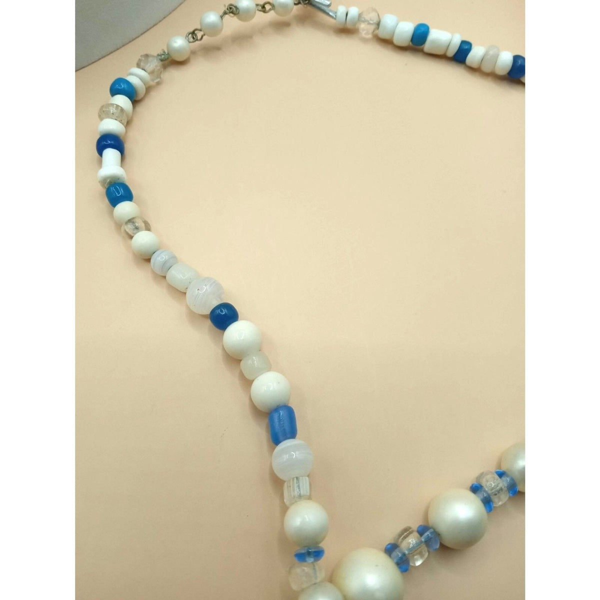 Vintage Graduated Faux Pearl & Lampwork Glass Necklace