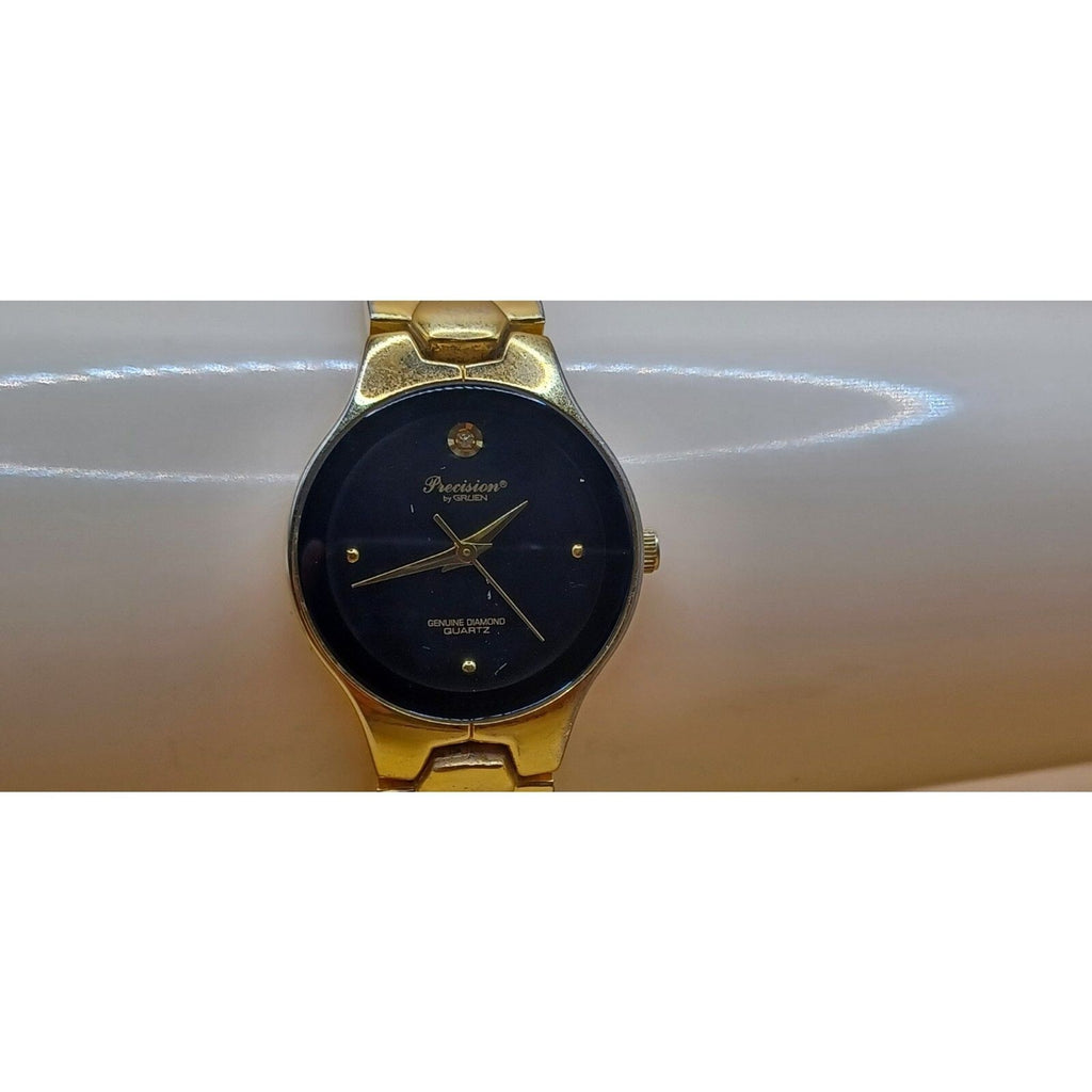 Vintage Precision by Gruen Diamond Quartz Gold-Tone Genuine Diamond Watch