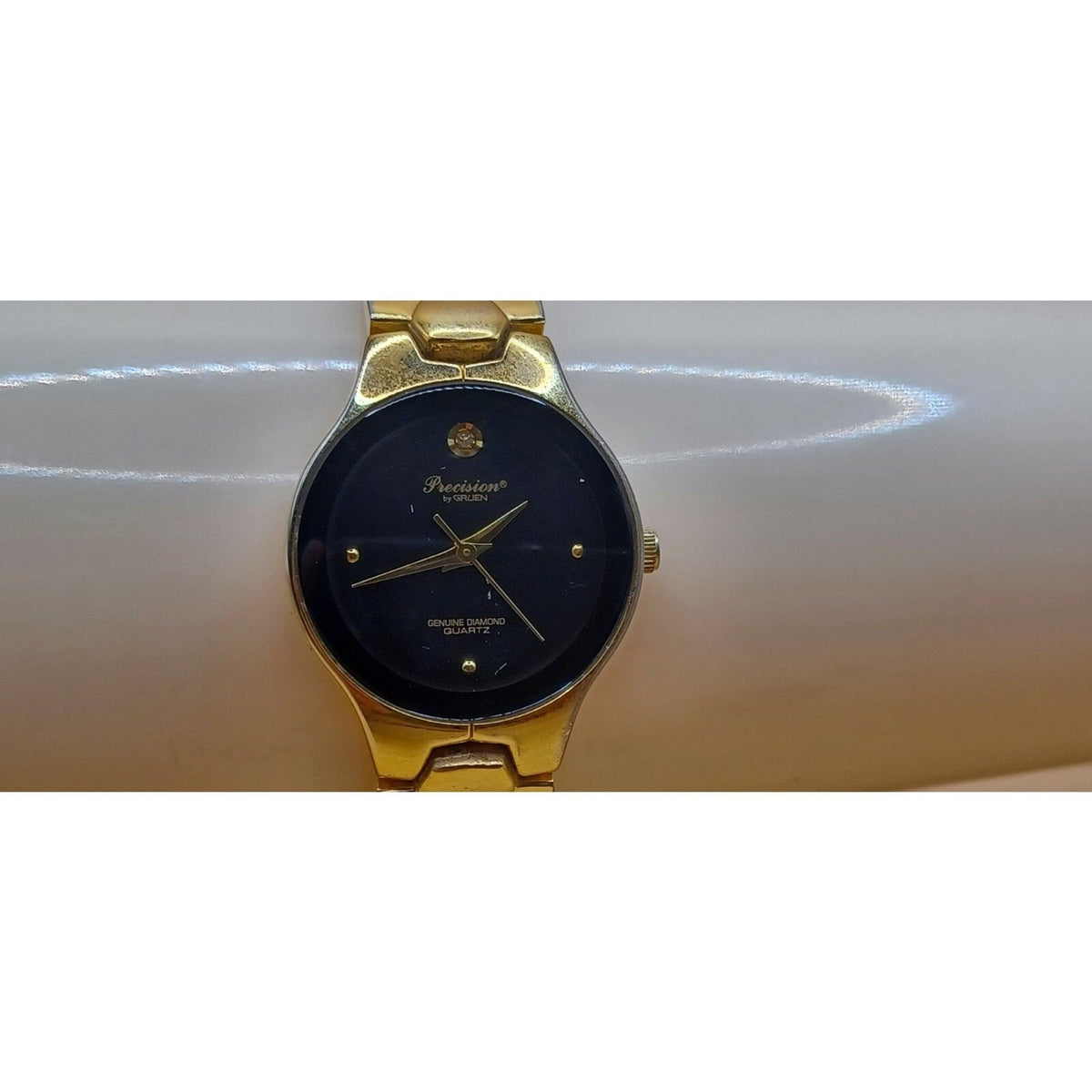 Vintage Precision by Gruen Diamond Quartz Gold-Tone Genuine Diamond Watch
