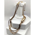 White House Black Market Gold Tone Multi Strand Spiga Chain Offset Ball Pendant