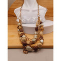 Vintage Multistrand Earthtones Beads on 40" Large Brass Link