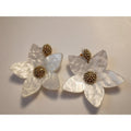 Vintage Sugarfix Floral Faux Mother of Pearl Gold Accent Dangle Earrings