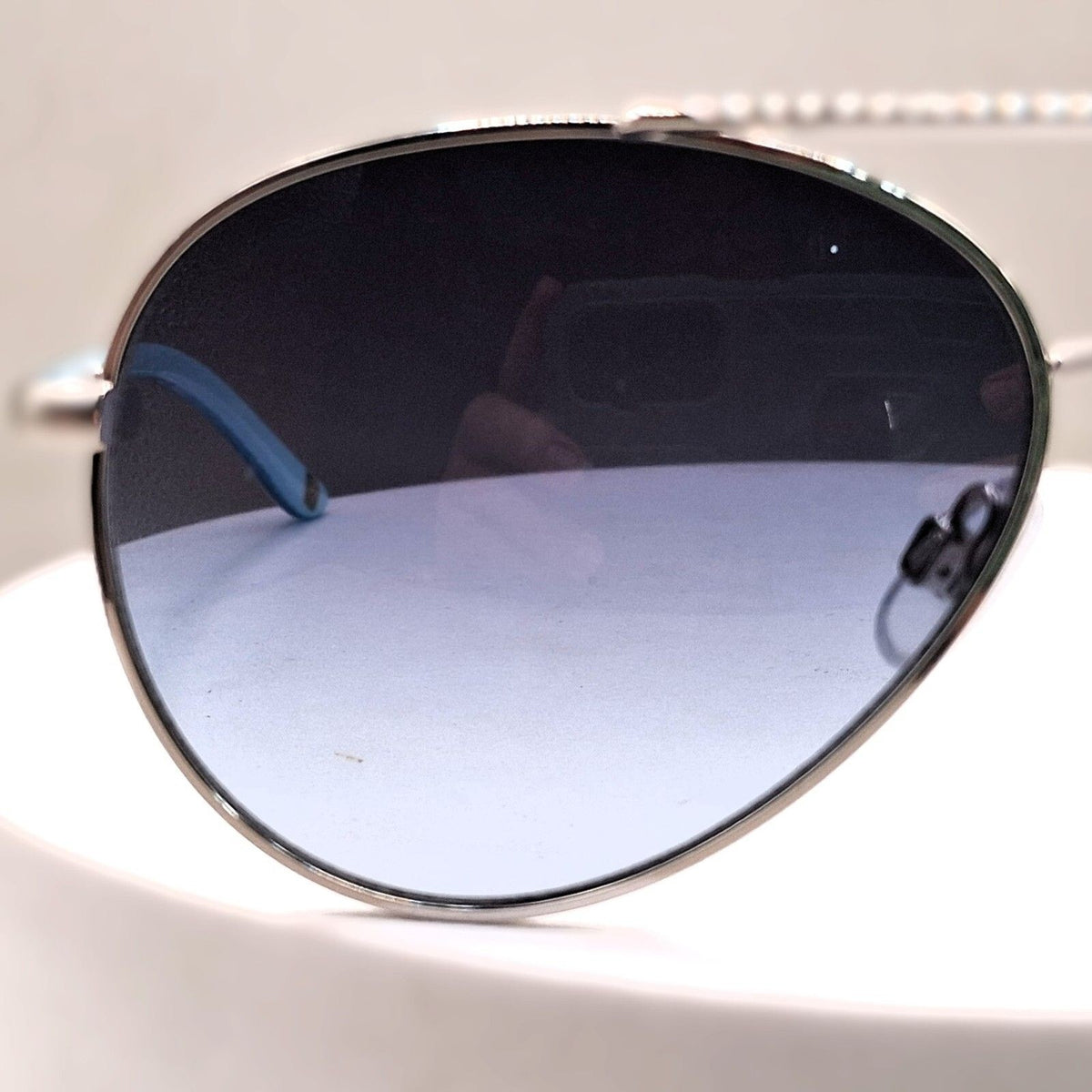 Nine West EW0914 59-14-130 Aqua Blue and Silver Aviator Frame Sunglasses