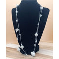 Vintage Silver-Tone Braided Bead & Knot Long Necklace
