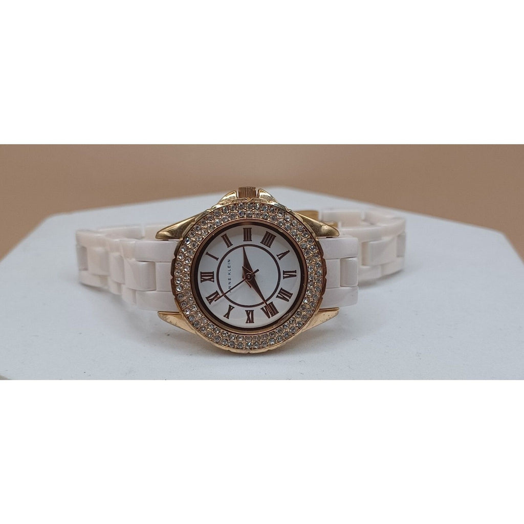 Anne Klein Premium Crystal Accented Ceramic Bracelet Watch