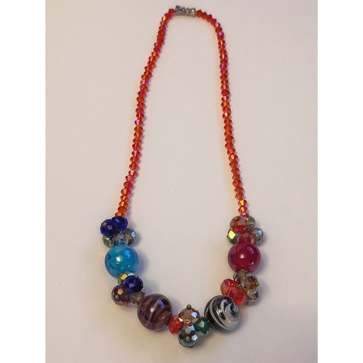 Artisan Lampwork Glass Beads Statement Multicolor Necklace