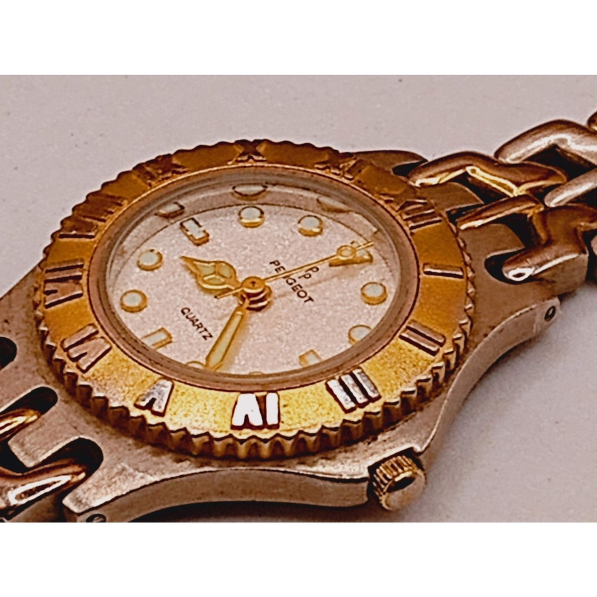PEUGEOT Two-Tone Timepiece 12hr Bezel Quartz Womens Watch WORKING
