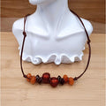 Vintage Autumn Tones Textured Glass & Lucite Bead Boho Necklace