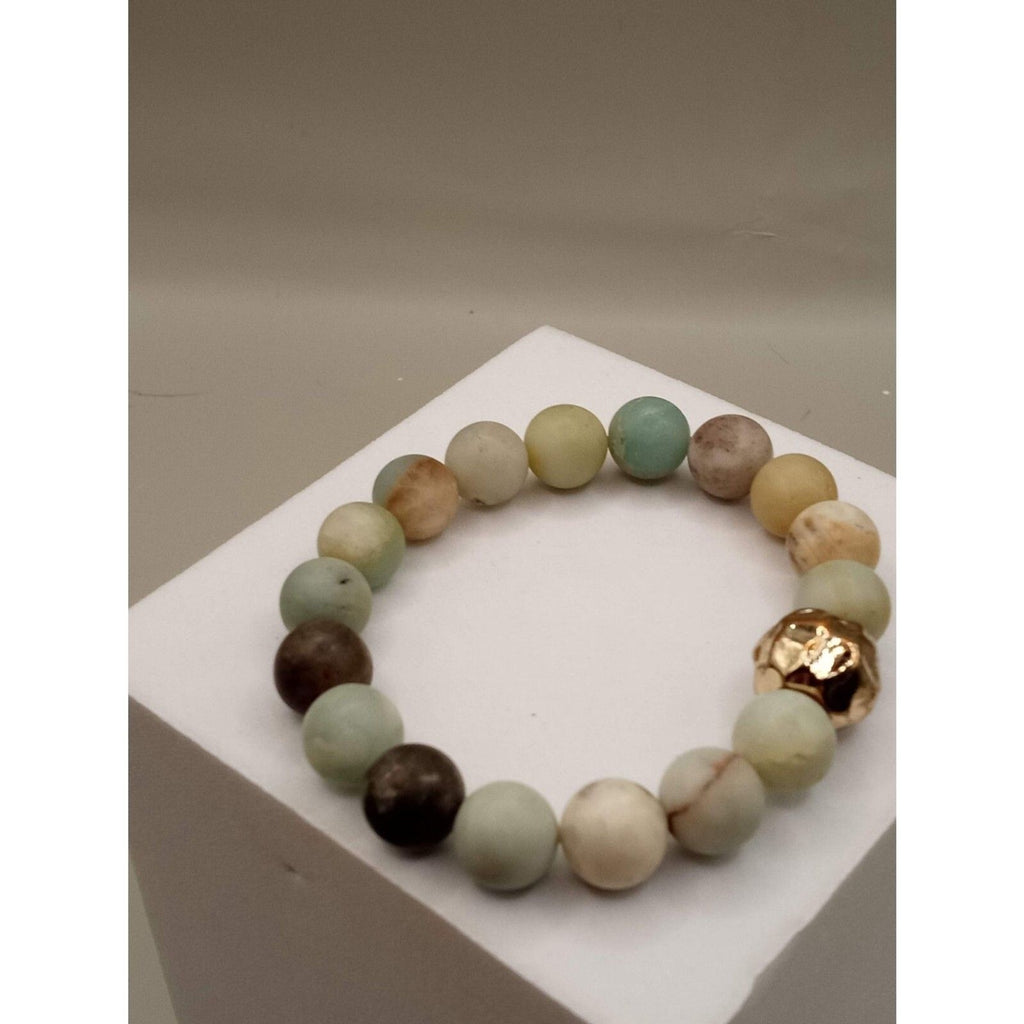 Mixed Amazonite & Jasper Matte Finish Aromatherapy Bracelet