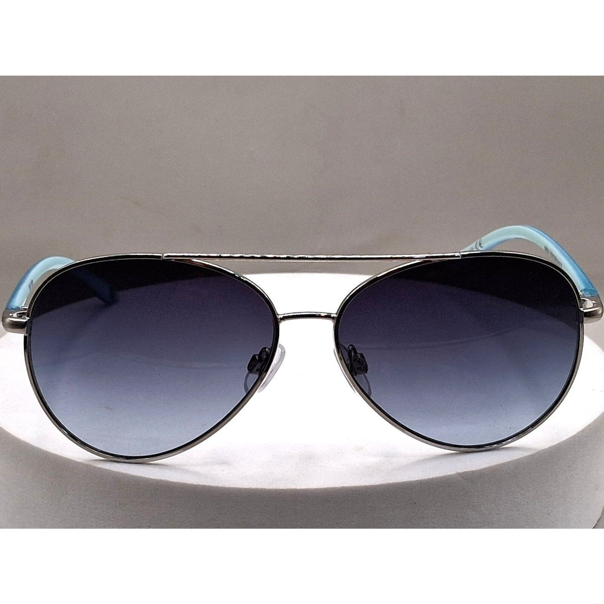 Nine West EW0914 59-14-130 Aqua Blue and Silver Aviator Frame Sunglasses