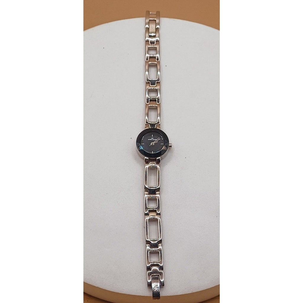 Anne Klein Diamond Black Dial Round Case Wristwatch