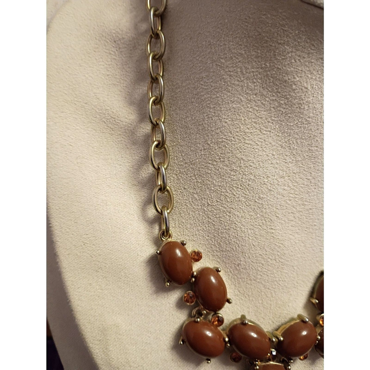 Vintage Bijoux Terner Gold Tone Chain & Brick Red Bead Necklace
