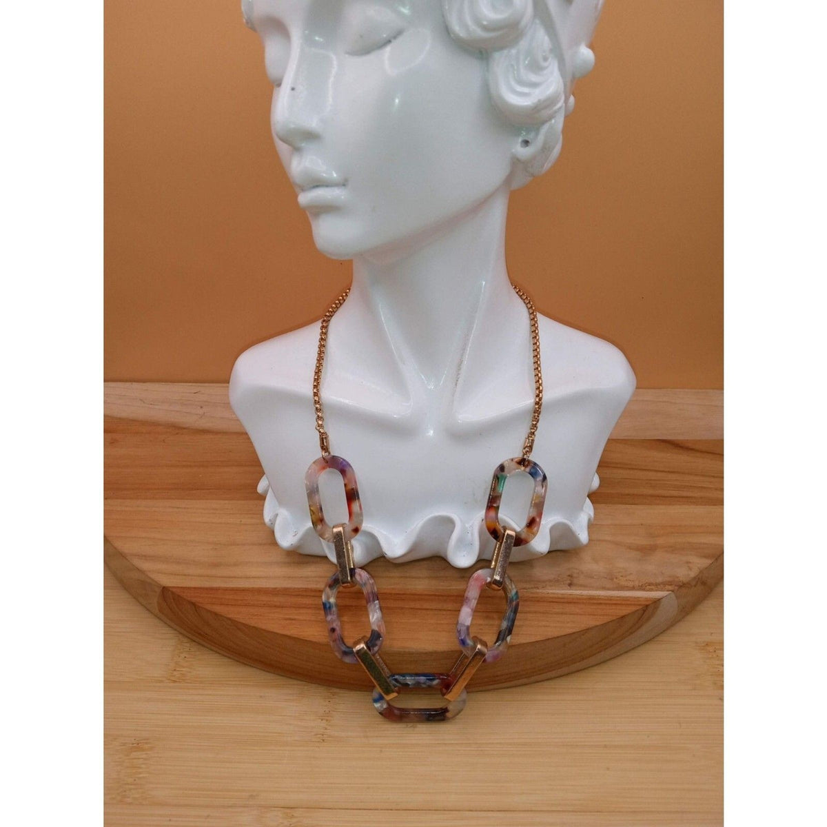 Time and Tru Marbled Purple "Blurples" Statement Necklace