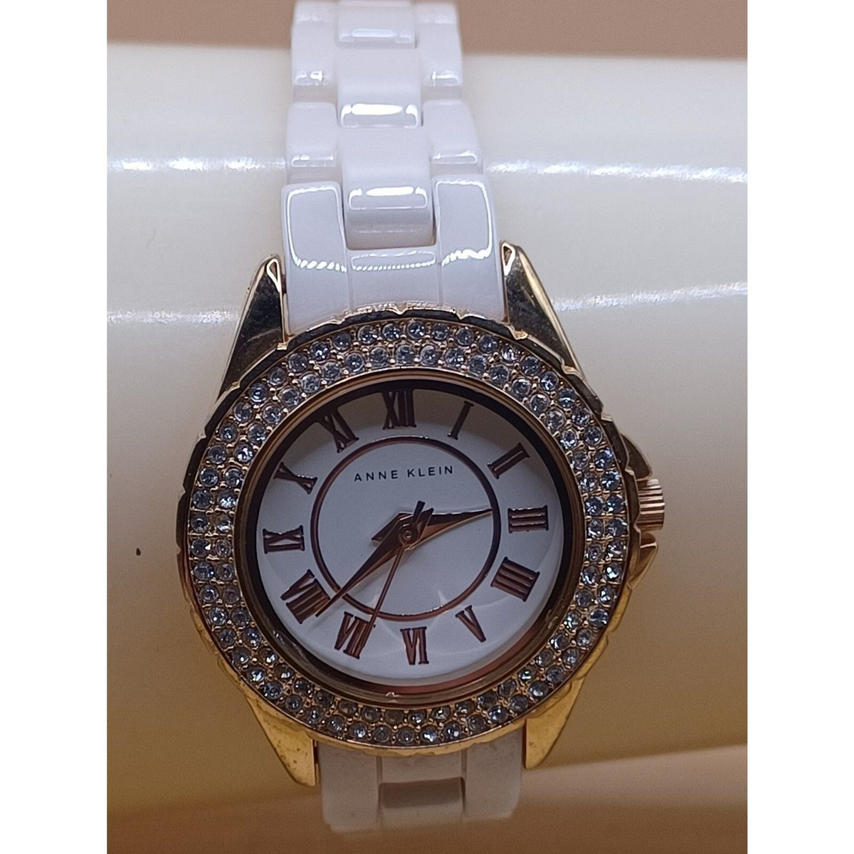 Anne Klein Premium Crystal Accented Ceramic Bracelet Watch