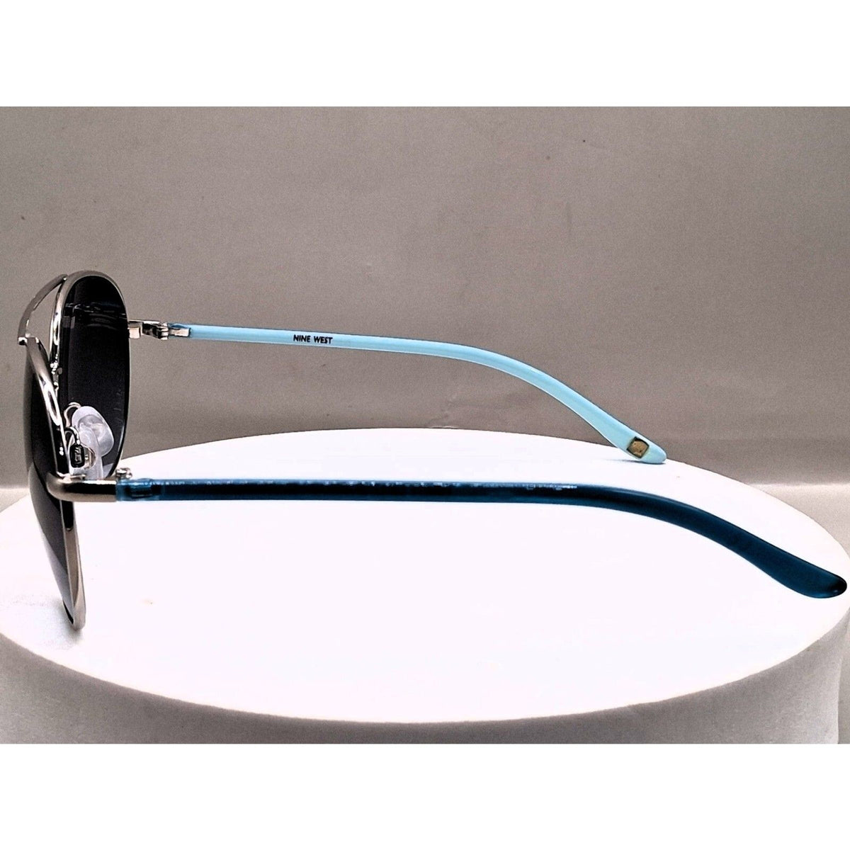 Nine West EW0914 59-14-130 Aqua Blue and Silver Aviator Frame Sunglasses