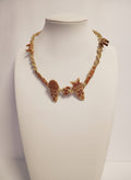 Vintage Braided Rope Choker Necklace with Tribal Face and Animal beads
