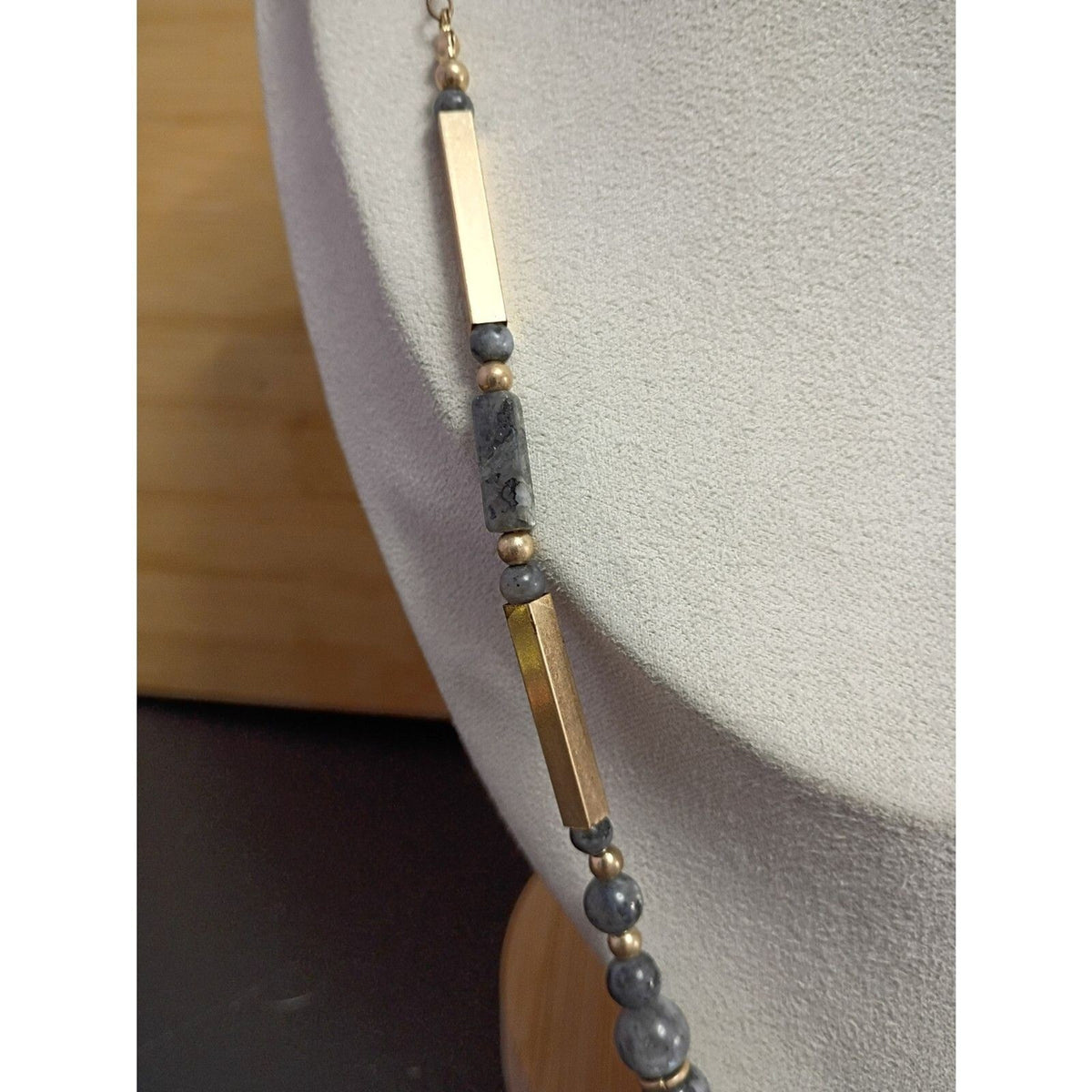 Vintage Semi Precious Labradorite Beaded Necklace 32 Inch