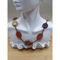 Vintage Lucite Oval Beads Seed Beads Metallic Shade Necklace
