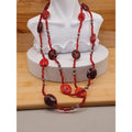 VTG Red and Blood Red Faceted Glass Bead Stations Necklace